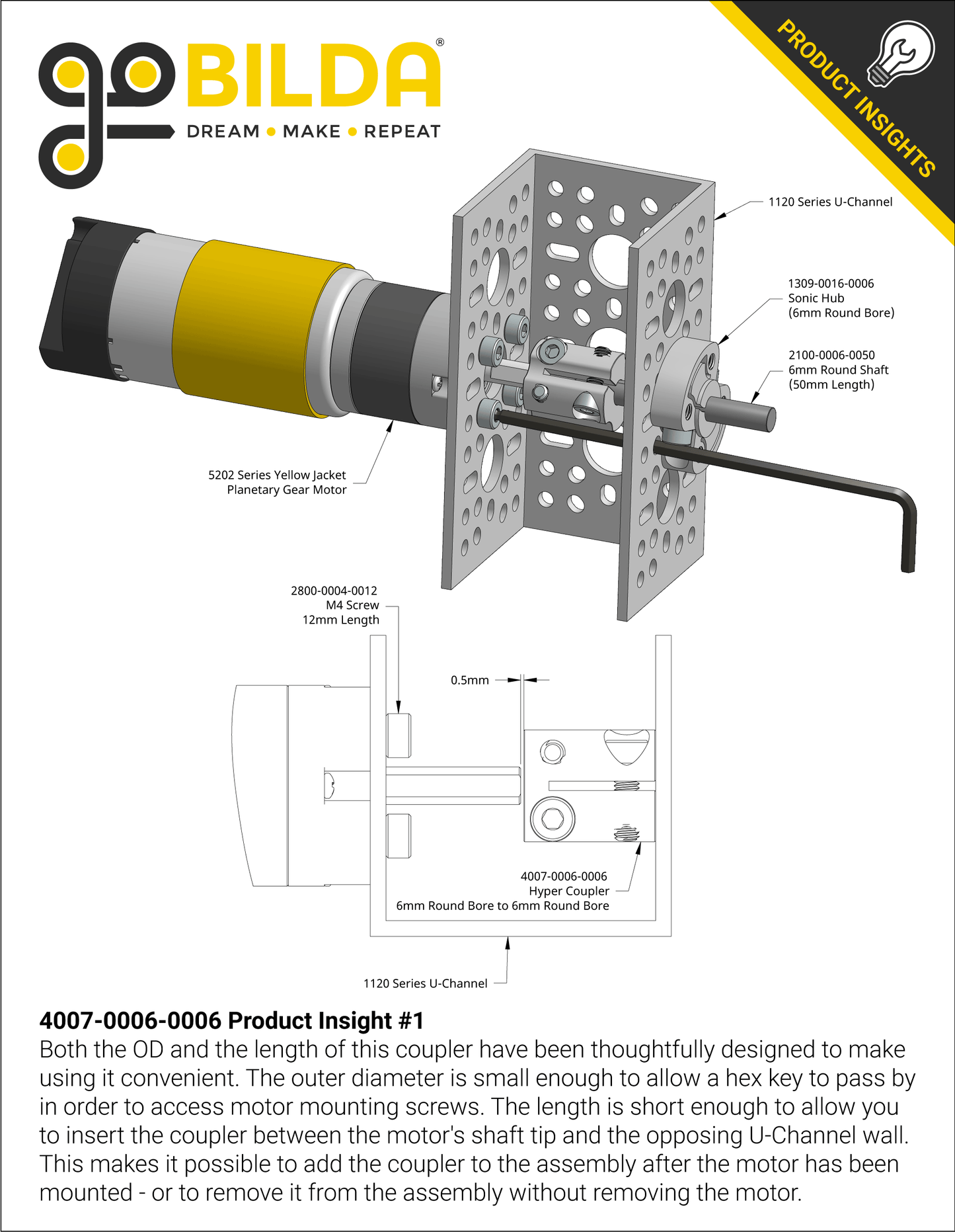 4007 Series Hyper Coupler (6mm Round Bore to 6mm Round Bore)