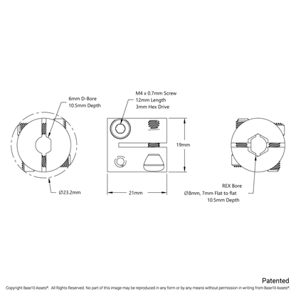 4007 Series Hyper Coupler (6mm D-Bore to 8mm REX Bore™)