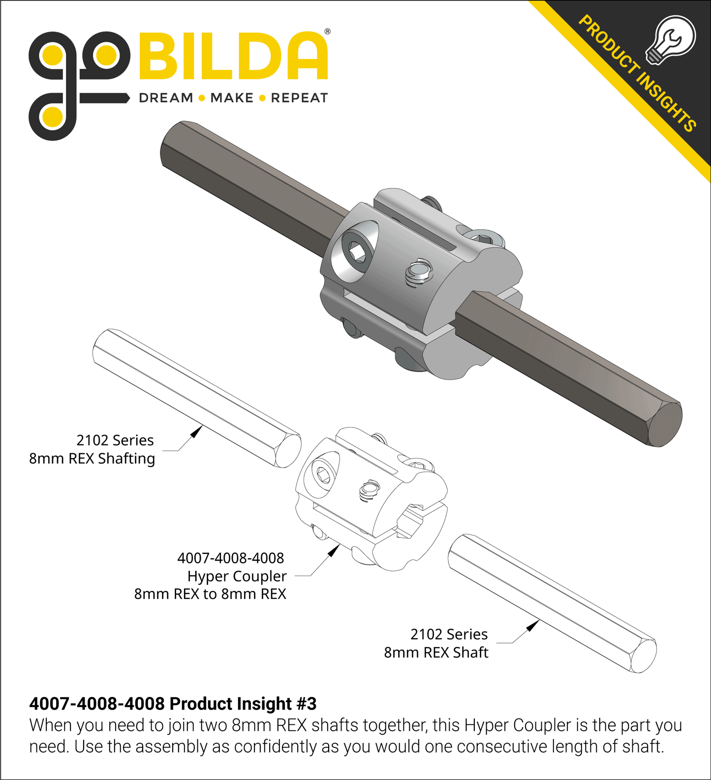 4007 Series Hyper Coupler (8mm REX™ Bore to 8mm REX™ Bore)