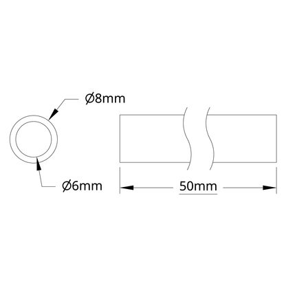 4100 Series Aluminum Tube (6mm ID x 8mm OD, 50mm Length)