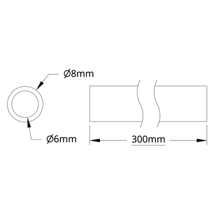 4100 Series Aluminum Tube (6mm ID x 8mm OD, 300mm Length)