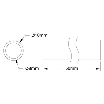 4100 Series Aluminum Tube (8mm ID x 10mm OD, 50mm Length)