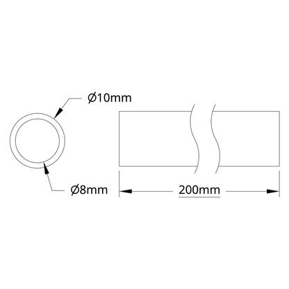 4100 Series Aluminum Tube (8mm ID x 10mm OD, 200mm Length)