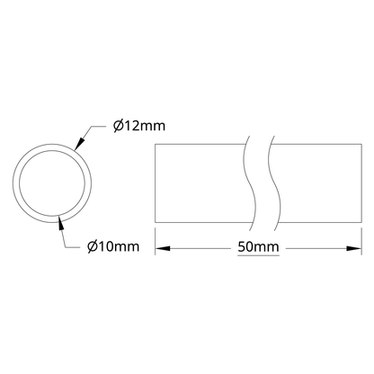 4100 Series Aluminum Tube (10mm ID x 12mm OD, 50mm Length)