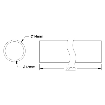 4100 Series Aluminum Tube (12mm ID x 14mm OD, 50mm Length)