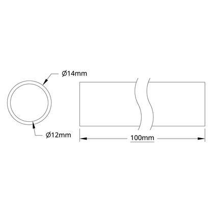 4100 Series Aluminum Tube (12mm ID x 14mm OD, 100mm Length)