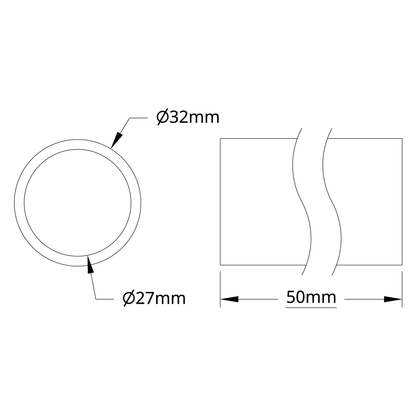 4100 Series Aluminum Tube (27mm ID x 32mm OD, 50mm Length)