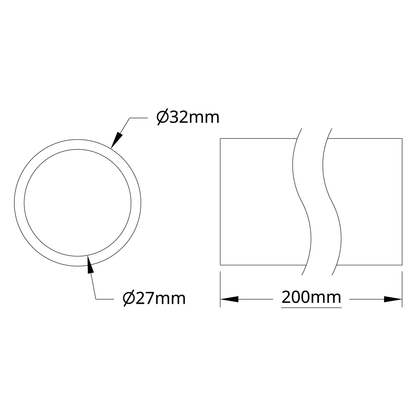 4100 Series Aluminum Tube (27mm ID x 32mm OD, 200mm Length)