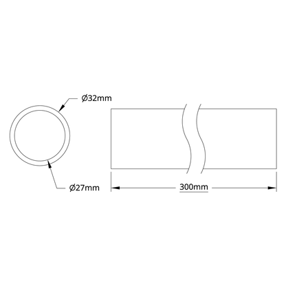 4100 Series Aluminum Tube (27mm ID x 32mm OD, 300mm Length)