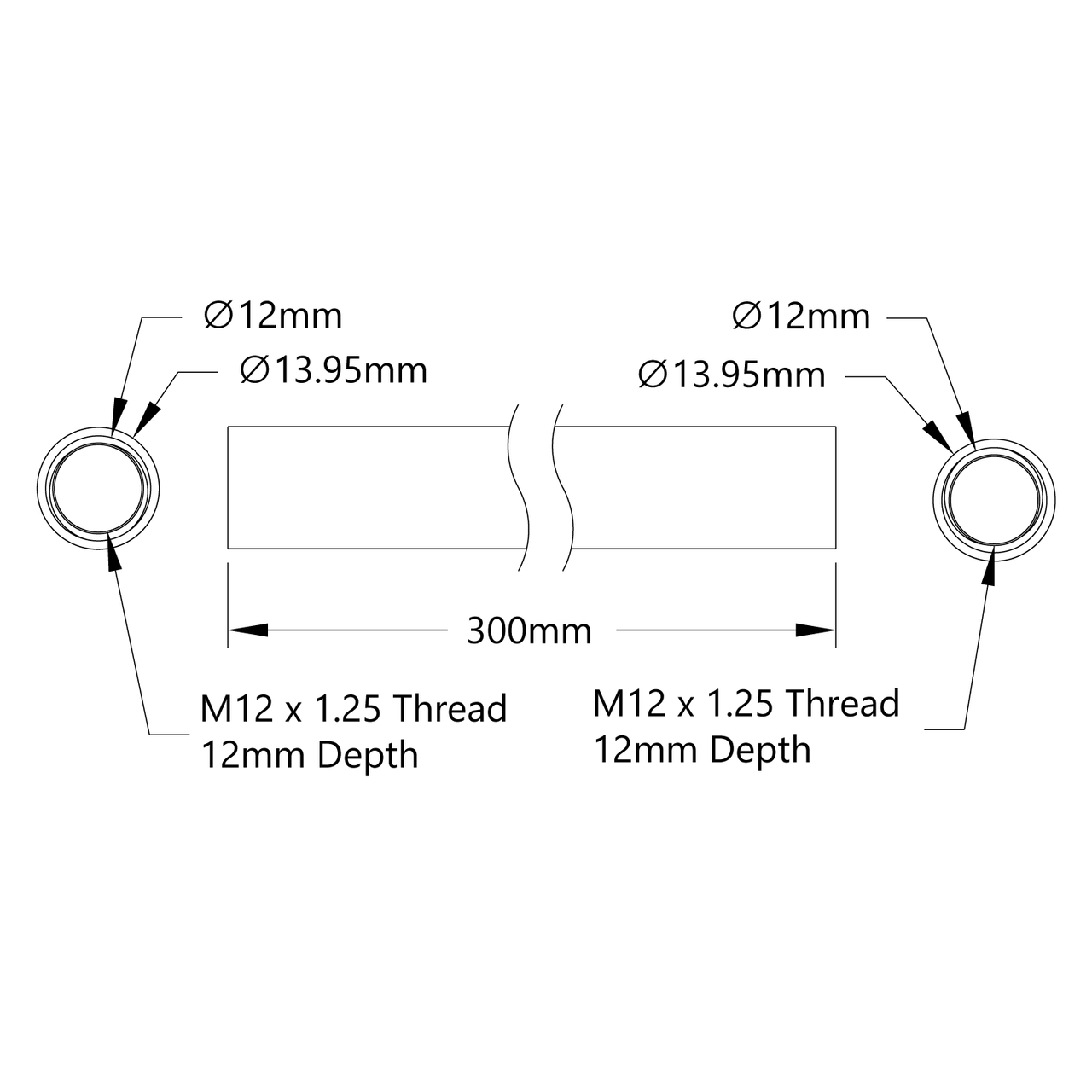 4101 Series Aluminum Tube for Lead Screw Square Nut (10mm ID x 14mm OD, 300mm Length)