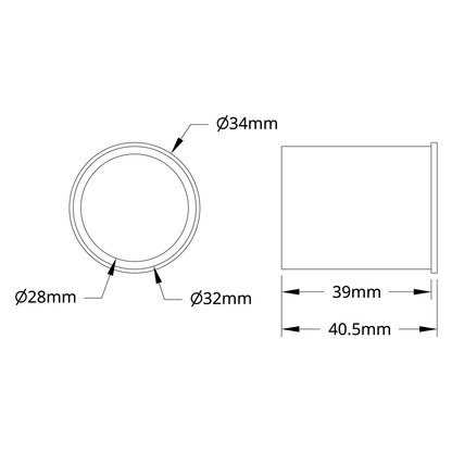 4102 Series Aluminum Flanged Tube (28mm ID x 32mm OD, 39mm Length)