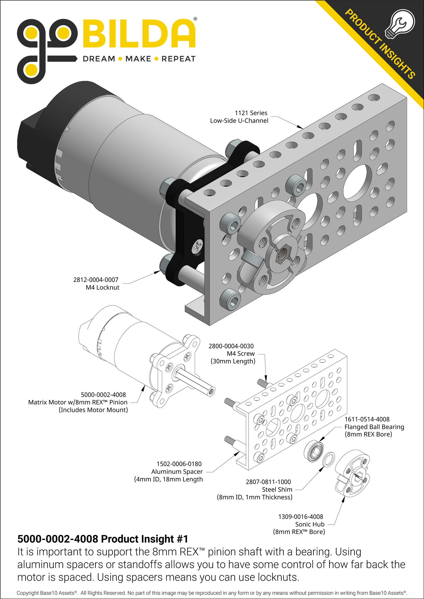 Modern Robotics/MATRIX 12VDC Motor with 8mm REX™ Pinion Shaft