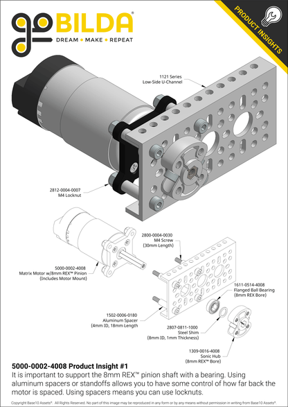 Modern Robotics/MATRIX 12VDC Motor with 8mm REX™ Pinion Shaft