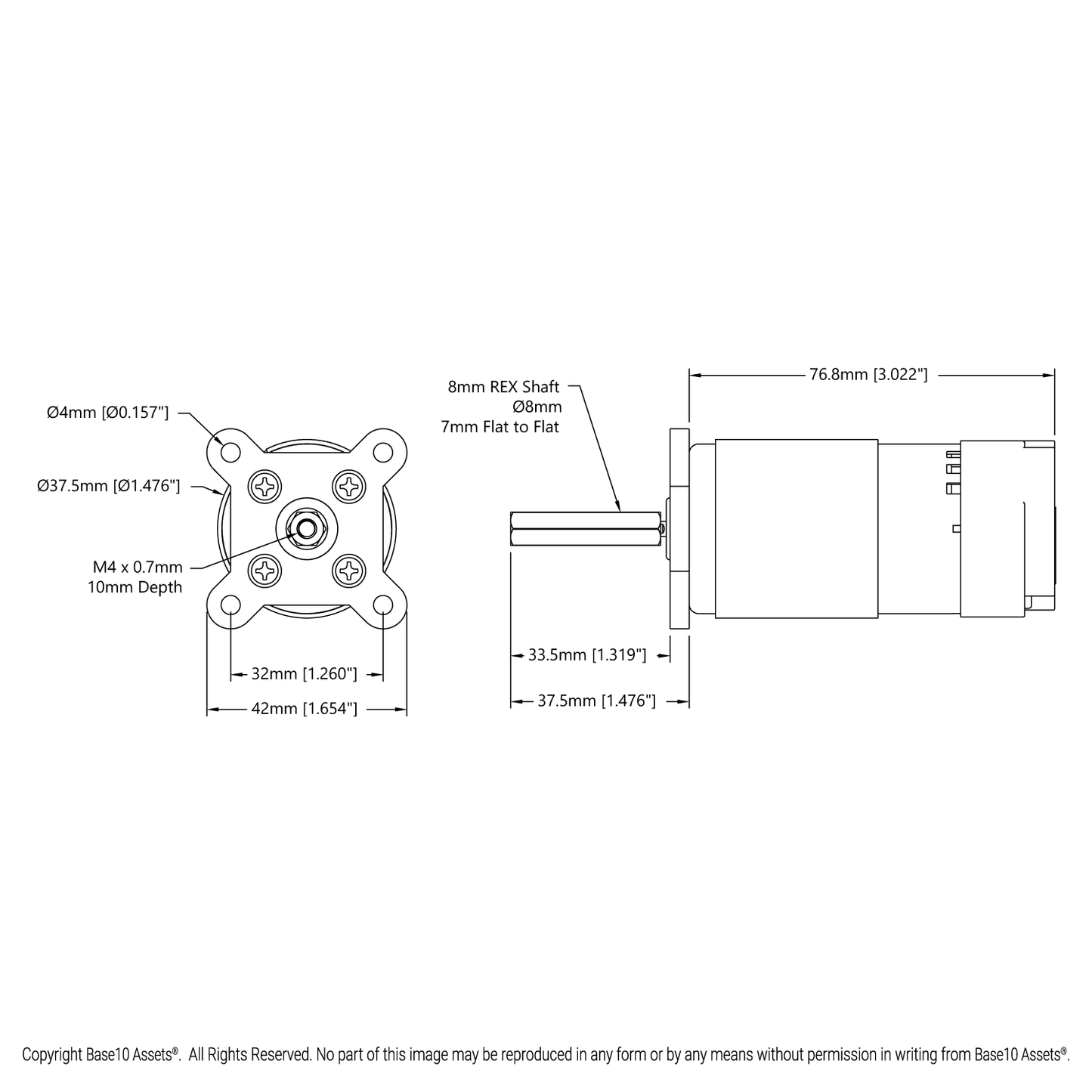 Modern Robotics/MATRIX 12VDC Motor with 8mm REX™ Pinion Shaft