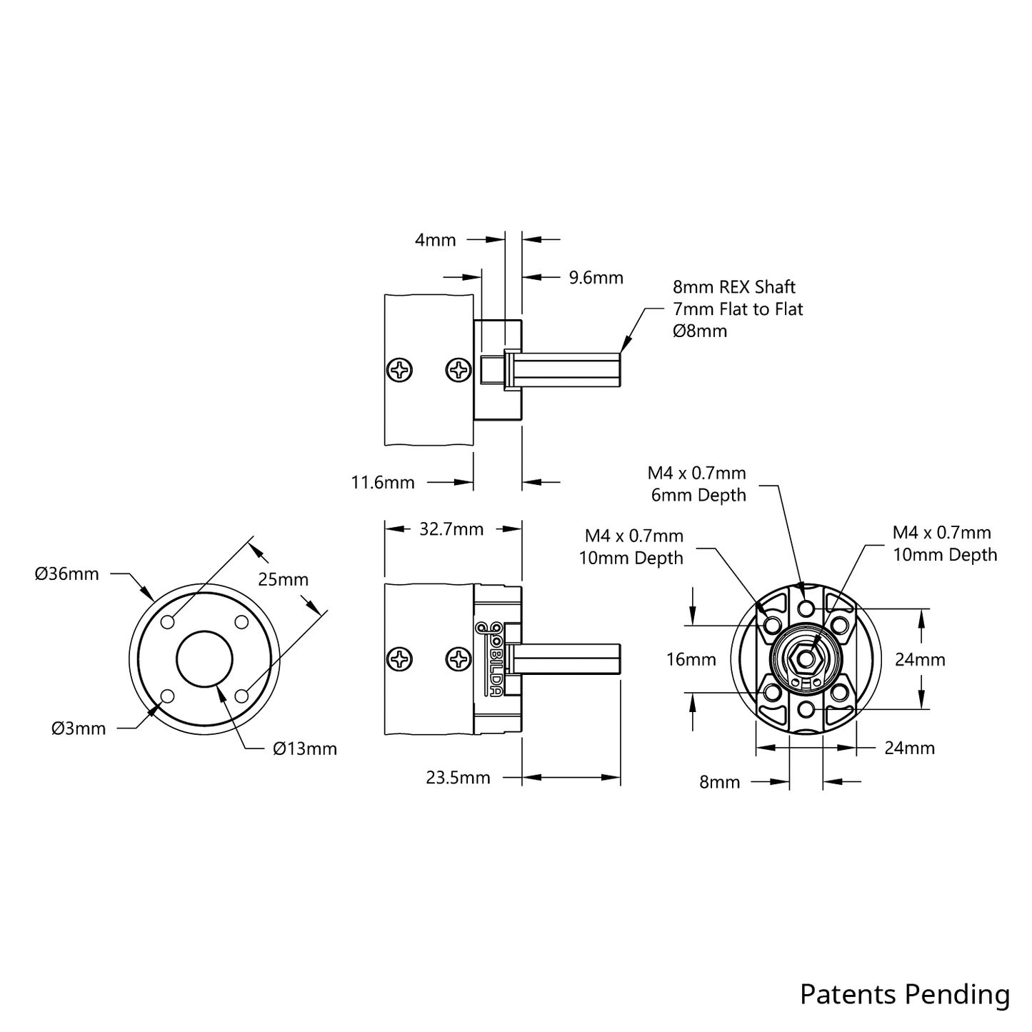 5103 Series Planetary Gearbox (5.2:1 Ratio, 24mm Length 8mm REX™ Shaft)