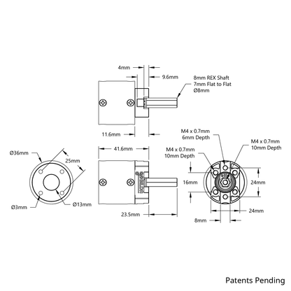 5103 Series Planetary Gearbox (19.2:1 Ratio, 24mm Length 8mm REX™ Shaft)