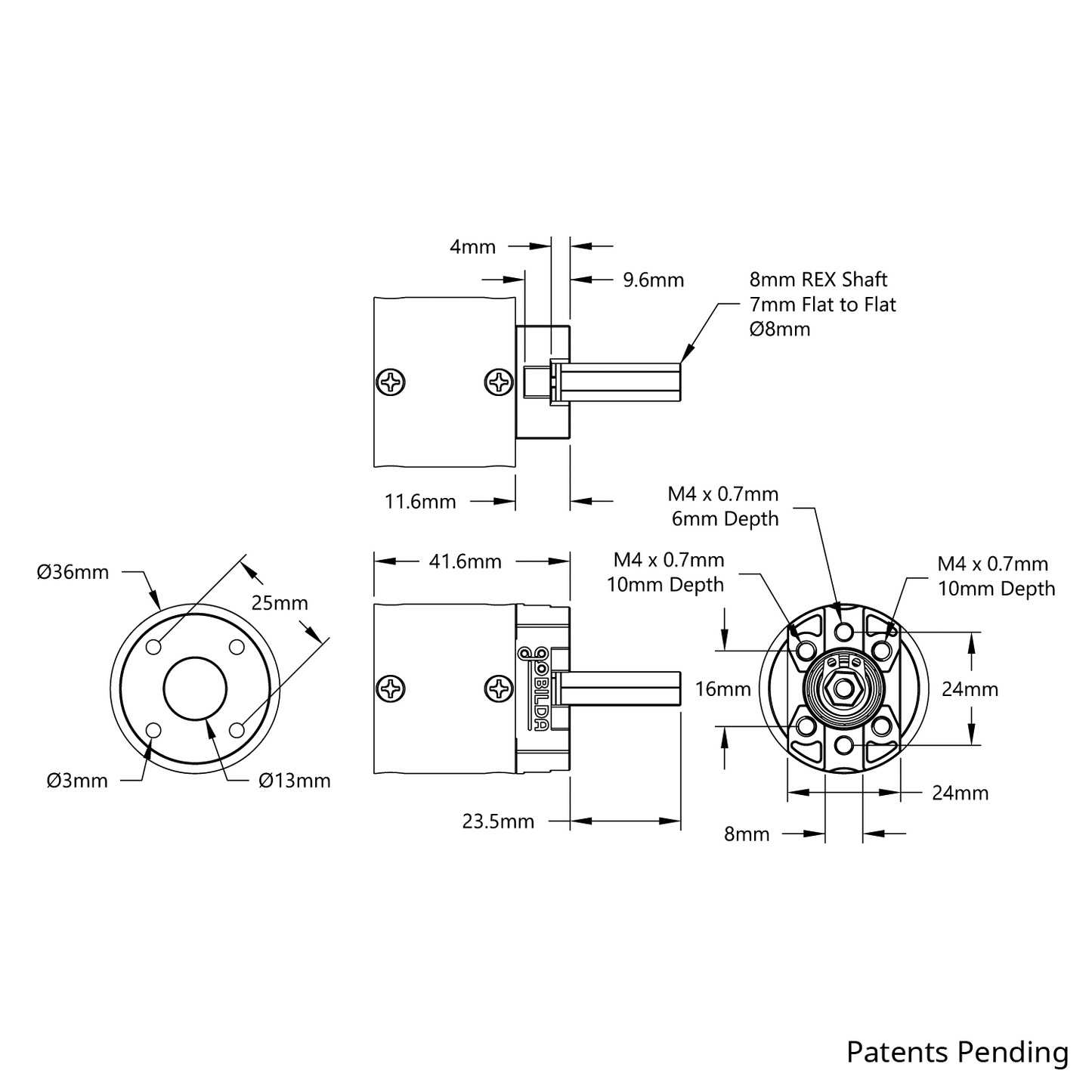 5103 Series Planetary Gearbox (26.9:1 Ratio, 24mm Length 8mm REX™ Shaft)