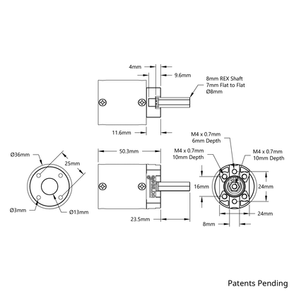 5103 Series Planetary Gearbox (139:1 Ratio, 24mm Length 8mm REX™ Shaft)