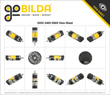 5202 Series Yellow Jacket Planetary Gear Motor (3.7:1 Ratio, 24mm Length 6mm D-Shaft, 1620 RPM, ⌀36mm Gearbox, 3.3 - 5V Encoder)