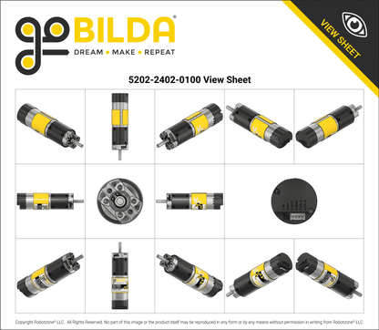 5202 Series Yellow Jacket Planetary Gear Motor (99.5:1 Ratio, 24mm Length 6mm D-Shaft, 60 RPM, ⌀36mm Gearbox, 3.3 - 5V Encoder)