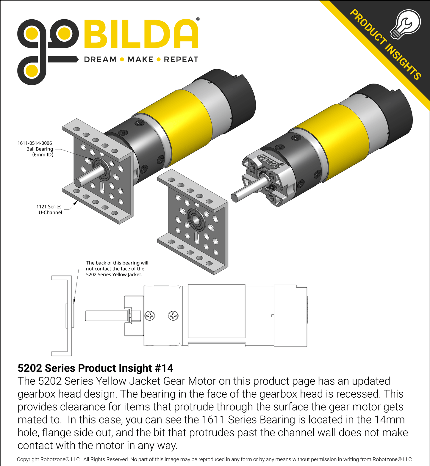 5202 Series Yellow Jacket Planetary Gear Motor (99.5:1 Ratio, 24mm Length 6mm D-Shaft, 60 RPM, ⌀36mm Gearbox, 3.3 - 5V Encoder)