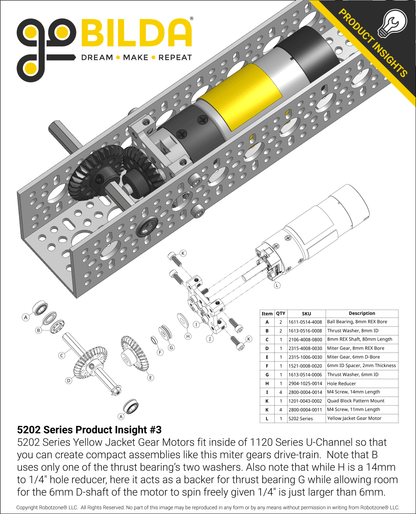 5202 Series Yellow Jacket Planetary Gear Motor (188:1 Ratio, 24mm Length 6mm D-Shaft, 30 RPM, ⌀36mm Gearbox, 3.3 - 5V Encoder)