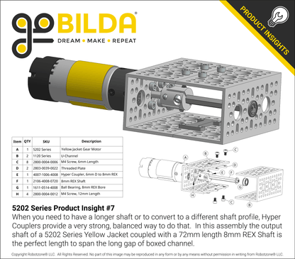 5202 Series Yellow Jacket Planetary Gear Motor (71.2:1 Ratio, 24mm Length 6mm D-Shaft, 84 RPM, ⌀36mm Gearbox, 3.3 - 5V Encoder)