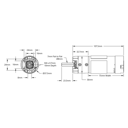 5203 Series Yellow Jacket Planetary Gear Motor (3.7:1 Ratio, 24mm Length 8mm REX™ Shaft, 1620 RPM, 3.3 - 5V Encoder)