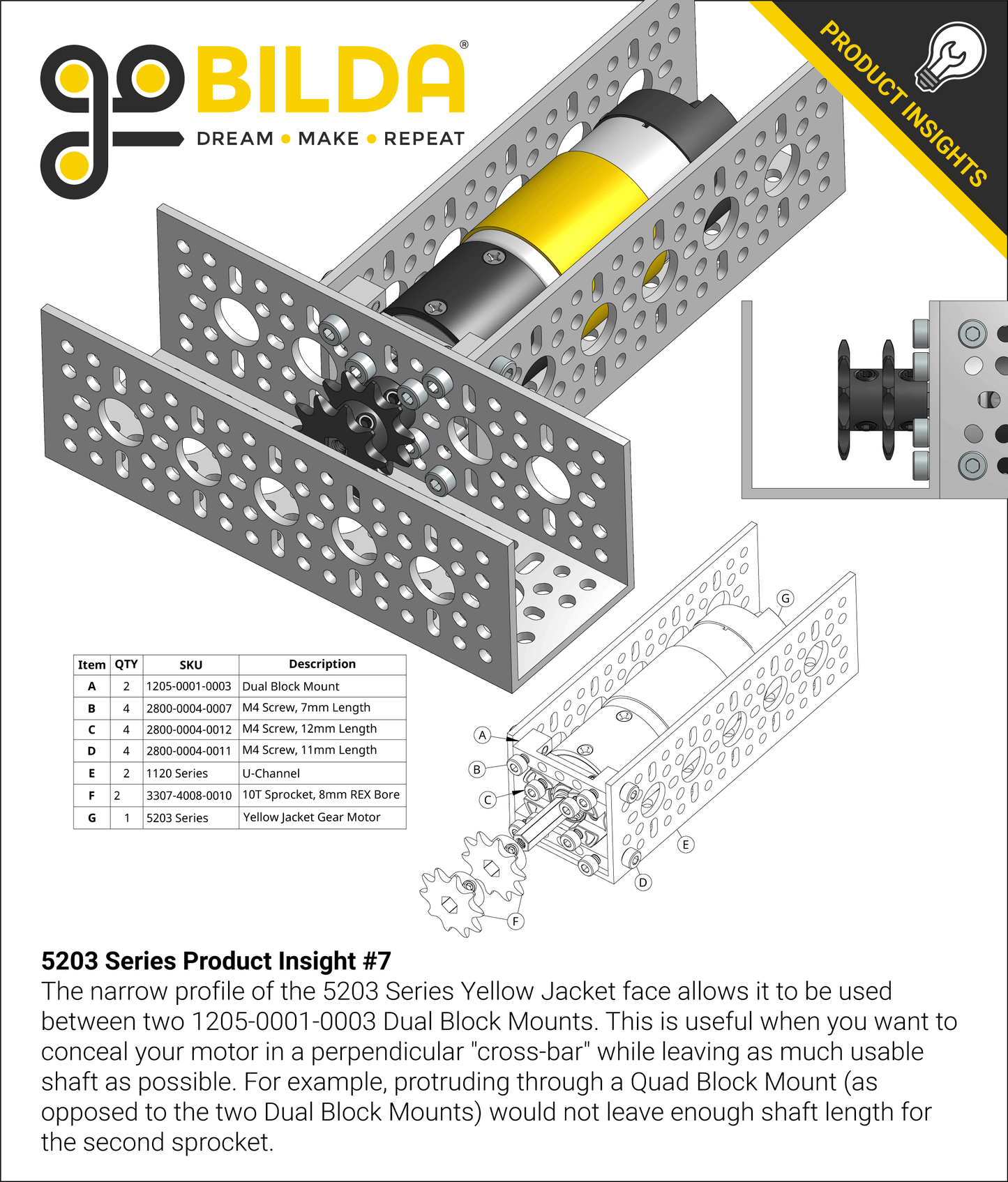 5203 Series Yellow Jacket Planetary Gear Motor (26.9:1 Ratio, 24mm Length 8mm REX™ Shaft, 223 RPM, 3.3 - 5V Encoder)