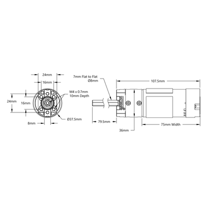 5204 Series Yellow Jacket Planetary Gear Motor (3.7:1 Ratio, 80mm Length 8mm REX™ Shaft, 1620 RPM, 3.3 - 5V Encoder)