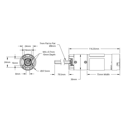 5204 Series Yellow Jacket Planetary Gear Motor (13.7:1 Ratio, 80mm Length 8mm REX™ Shaft, 435 RPM, 3.3 - 5V Encoder)