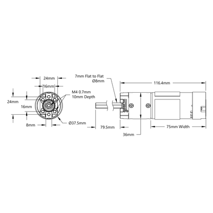 5204 Series Yellow Jacket Planetary Gear Motor (26.9:1 Ratio, 80mm Length 8mm REX™ Shaft, 223 RPM, 3.3 - 5V Encoder)