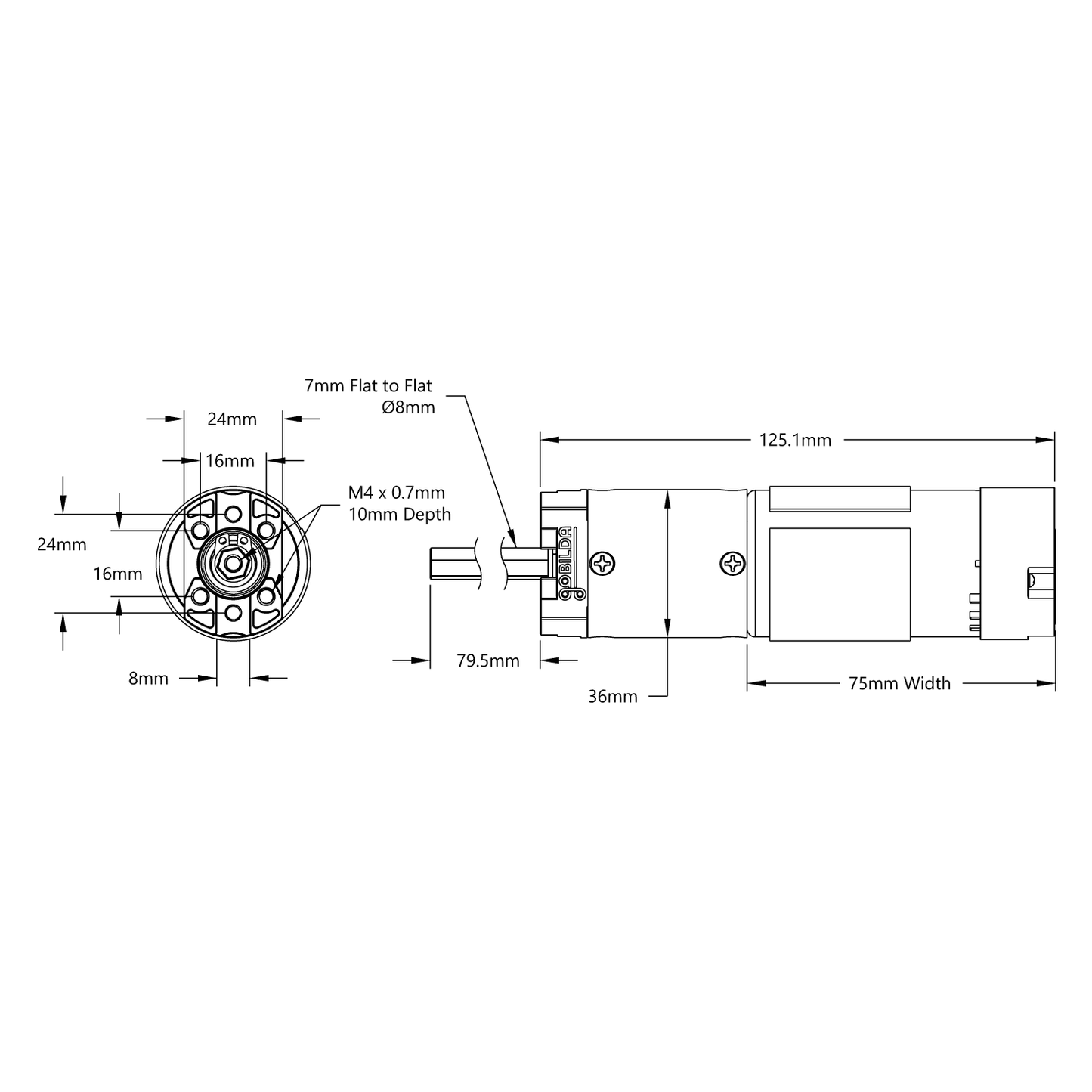 5204 Series Yellow Jacket Planetary Gear Motor (50.9:1 Ratio, 80mm Length 8mm REX™ Shaft, 117 RPM, 3.3 - 5V Encoder)