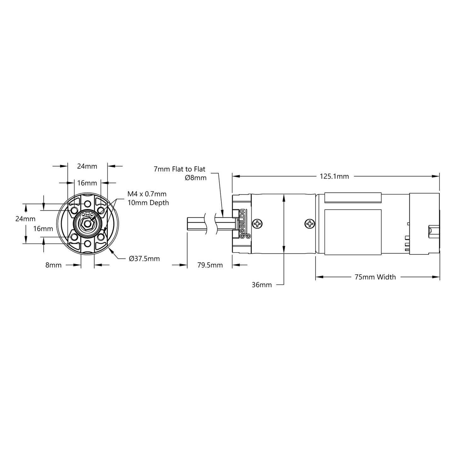 5204 Series Yellow Jacket Planetary Gear Motor (71.2:1 Ratio, 80mm Length 8mm REX Shaft, 84 RPM, 3.3 - 5V Encoder)