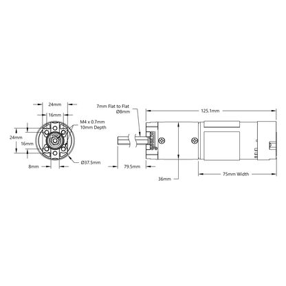 5204 Series Yellow Jacket Planetary Gear Motor (71.2:1 Ratio, 80mm Length 8mm REX Shaft, 84 RPM, 3.3 - 5V Encoder)