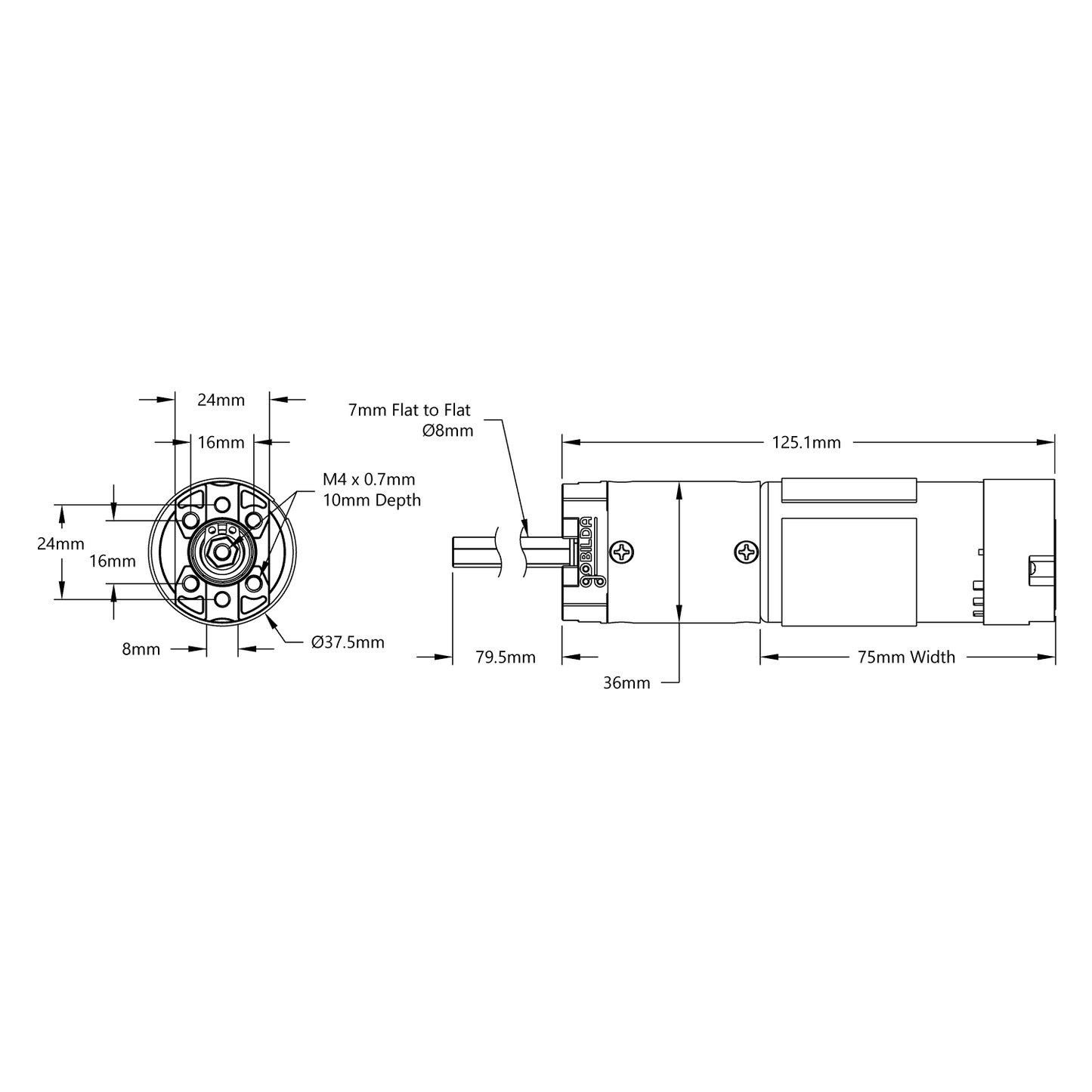 5204 Series Yellow Jacket Planetary Gear Motor (99.5:1 Ratio, 80mm Length 8mm REX™ Shaft, 60 RPM, 3.3 - 5V Encoder)