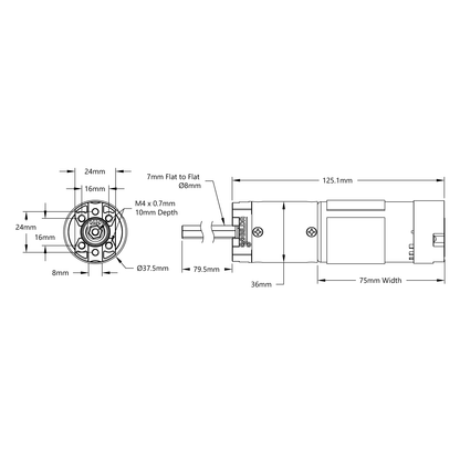 5204 Series Yellow Jacket Planetary Gear Motor (139:1 Ratio, 80mm Length 8mm REX™ Shaft, 43 RPM, 3.3 - 5V Encoder)