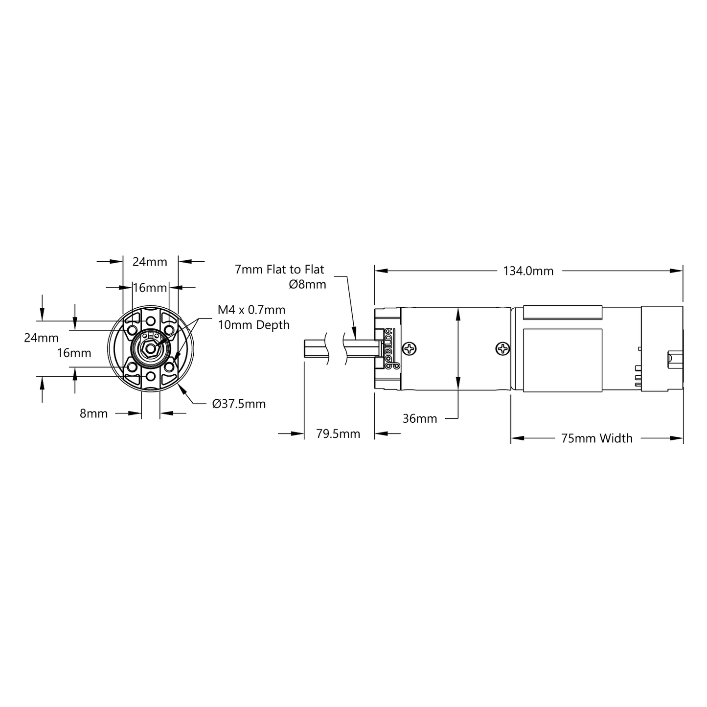 5204 Series Yellow Jacket Planetary Gear Motor (188:1 Ratio, 80mm Length 8mm REX™ Shaft, 30 RPM, 3.3 - 5V Encoder)