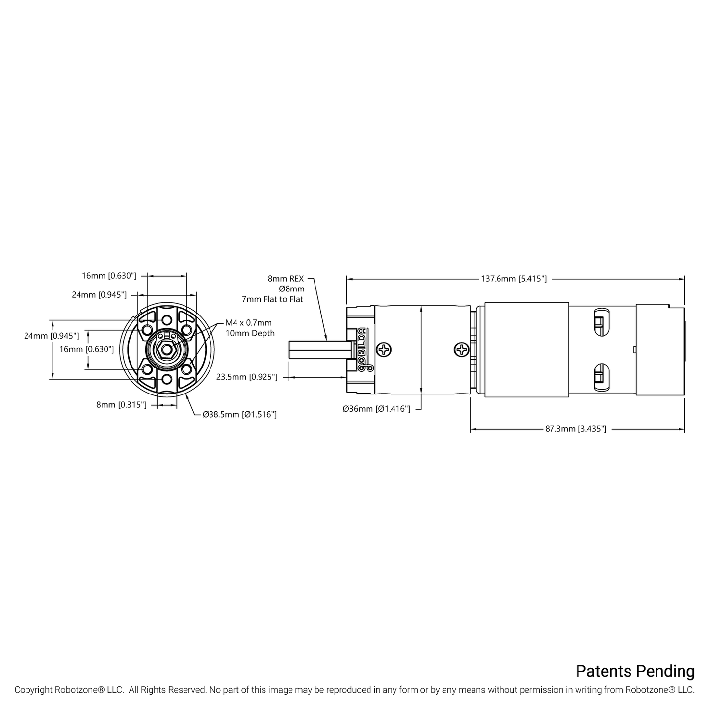 5303 Series Saturn Planetary Gear Motor (50.9:1 Ratio, 24mm Length 8mm REX™ Shaft, 360 RPM, 3.3 - 5V Encoder)