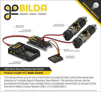 5303 Series Saturn Planetary Gear Motor (99.5:1 Ratio, 24mm Length 8mm REX™ Shaft, 180 RPM, 3.3 - 5V Encoder)