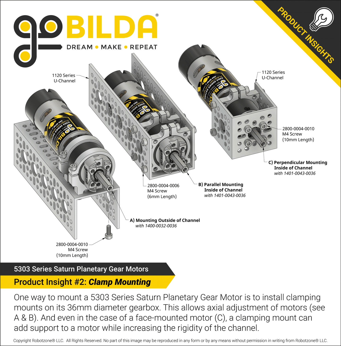 5303 Series Saturn Planetary Gear Motor (71.2:1 Ratio, 24mm Length 8mm REX™ Shaft, 260 RPM, 3.3 - 5V Encoder)