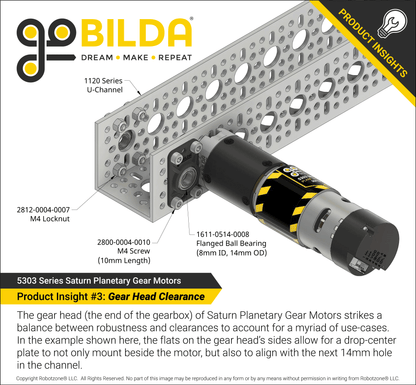 5303 Series Saturn Planetary Gear Motor (50.9:1 Ratio, 24mm Length 8mm REX™ Shaft, 360 RPM, 3.3 - 5V Encoder)