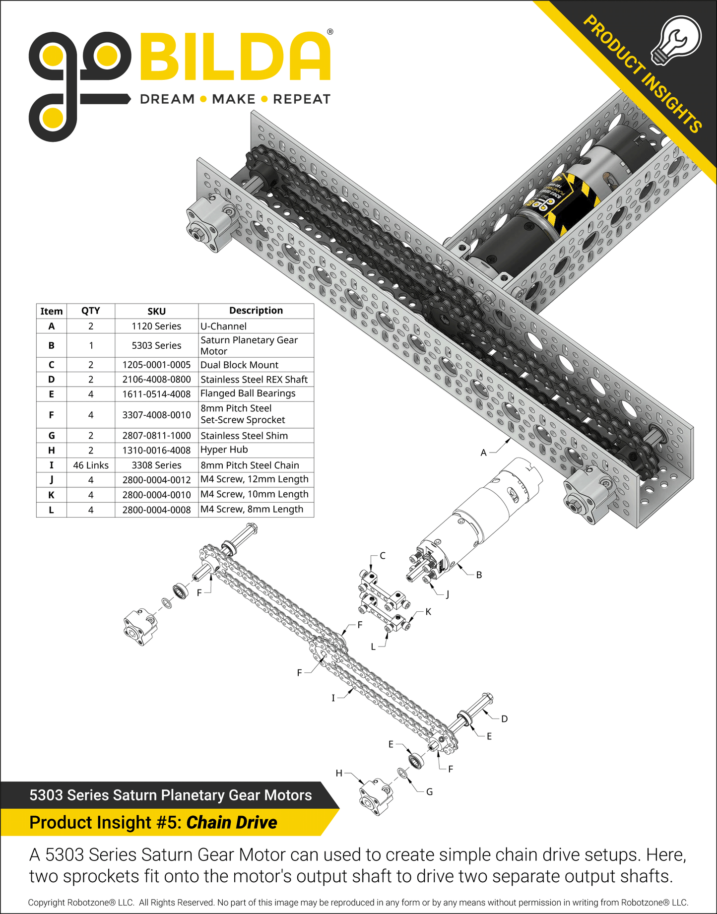 5303 Series Saturn Planetary Gear Motor (99.5:1 Ratio, 24mm Length 8mm REX™ Shaft, 180 RPM, 3.3 - 5V Encoder)