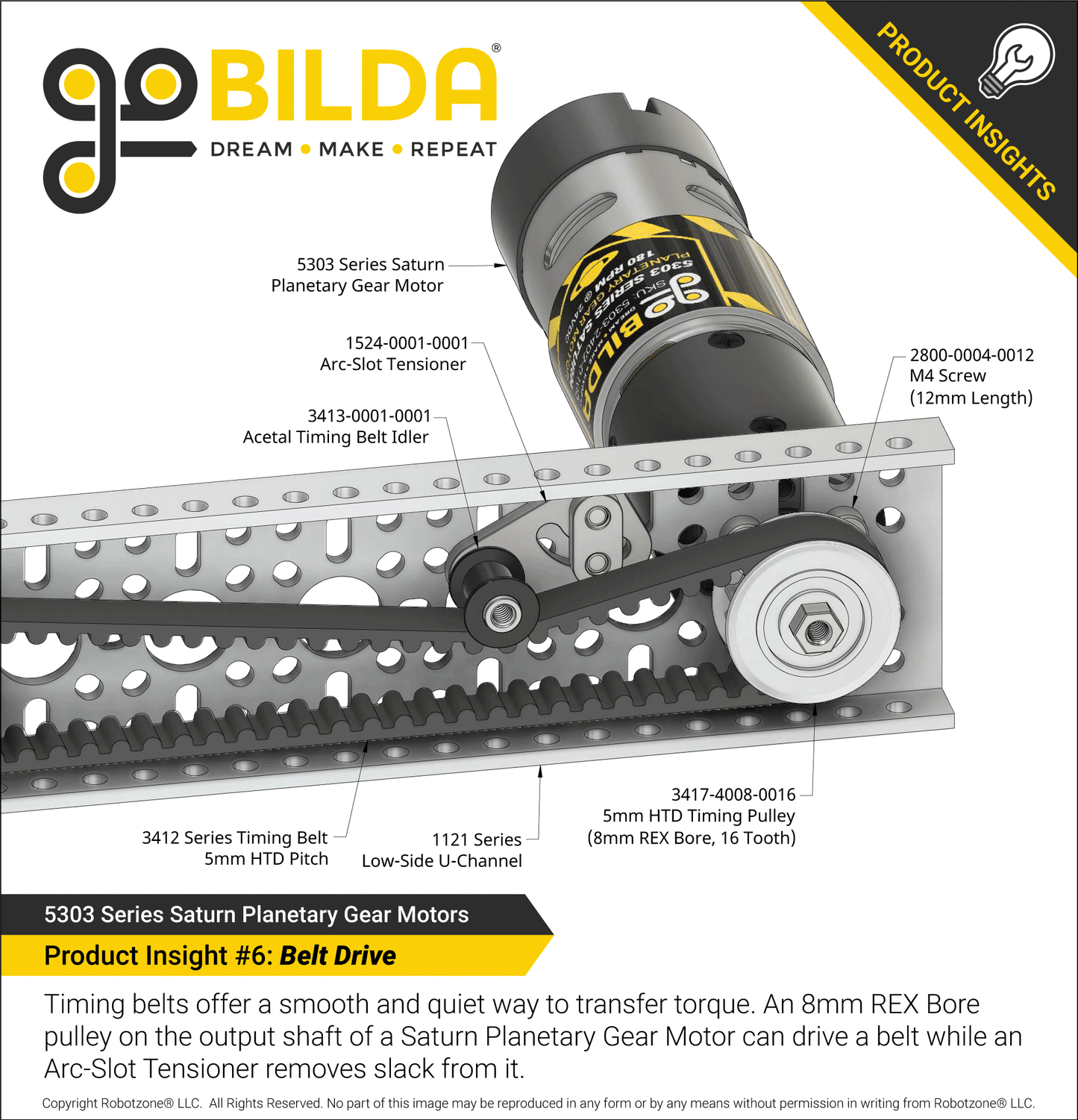 5303 Series Saturn Planetary Gear Motor (188:1 Ratio, 24mm Length 8mm REX™ Shaft, 100 RPM, 3.3 - 5V Encoder)