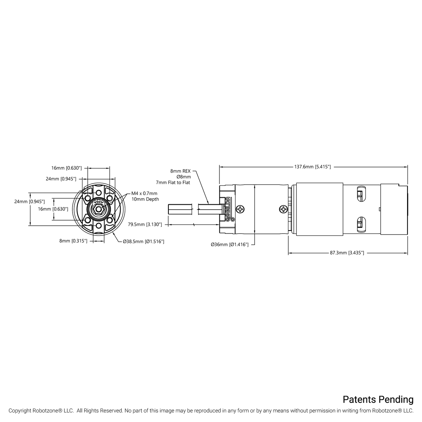 5304 Series Saturn Planetary Gear Motor (50.9:1 Ratio, 80mm Length 8mm REX™ Shaft, 360 RPM, 3.3 - 5V Encoder)