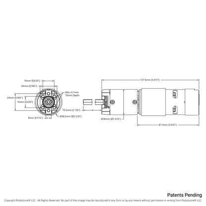 5304 Series Saturn Planetary Gear Motor (99.5:1 Ratio, 80mm Length 8mm REX™ Shaft, 180 RPM, 3.3 - 5V Encoder)