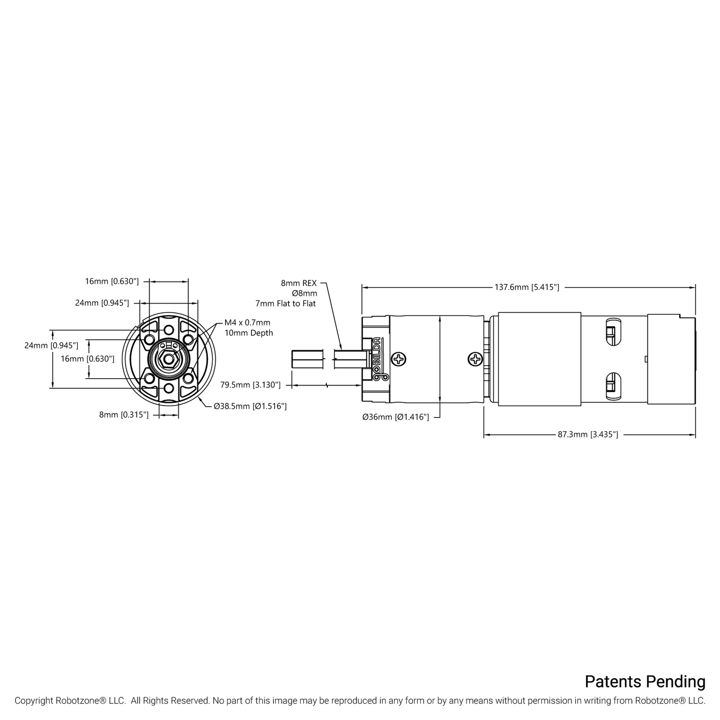 5304 Series Saturn Planetary Gear Motor (139:1 Ratio, 80mm Length 8mm REX™ Shaft, 130 RPM, 3.3 - 5V Encoder)