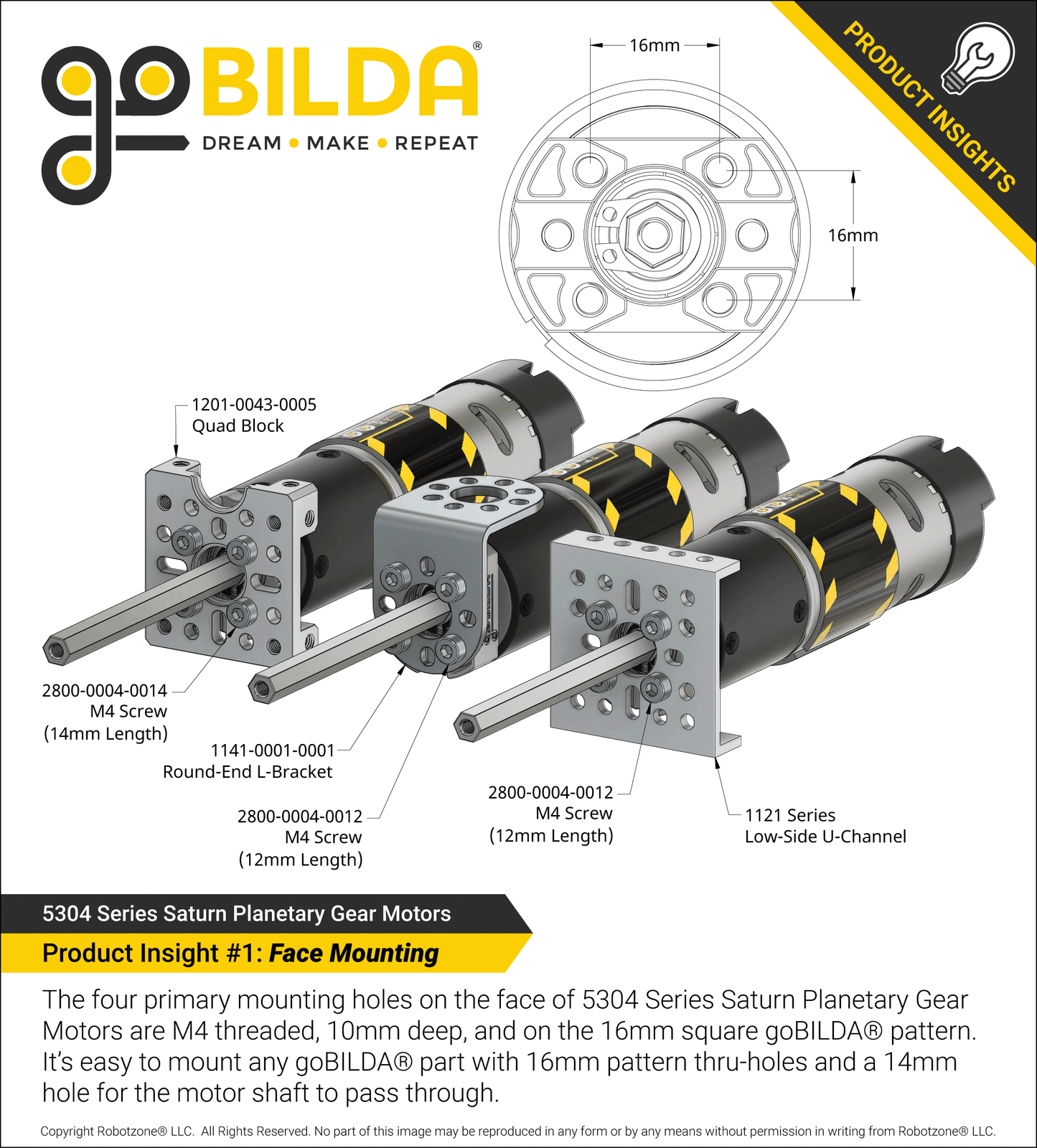 5304 Series Saturn Planetary Gear Motor (50.9:1 Ratio, 80mm Length 8mm REX™ Shaft, 360 RPM, 3.3 - 5V Encoder)