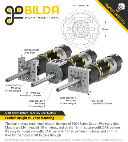 5304 Series Saturn Planetary Gear Motor (99.5:1 Ratio, 80mm Length 8mm REX™ Shaft, 180 RPM, 3.3 - 5V Encoder)