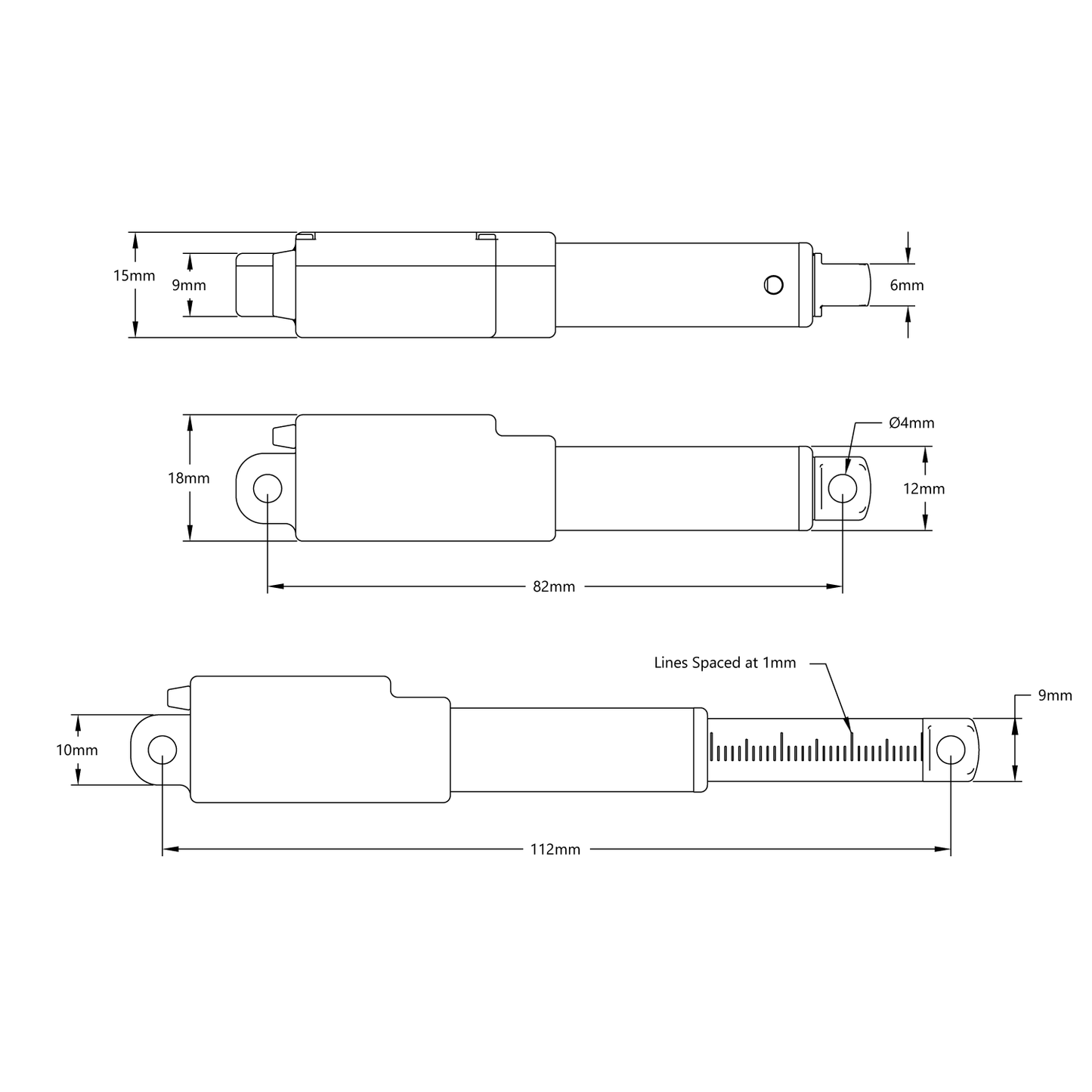 Hitec Linear Servo (30mm Stroke, 7.5mm/sec, 12.4kg Thrust)